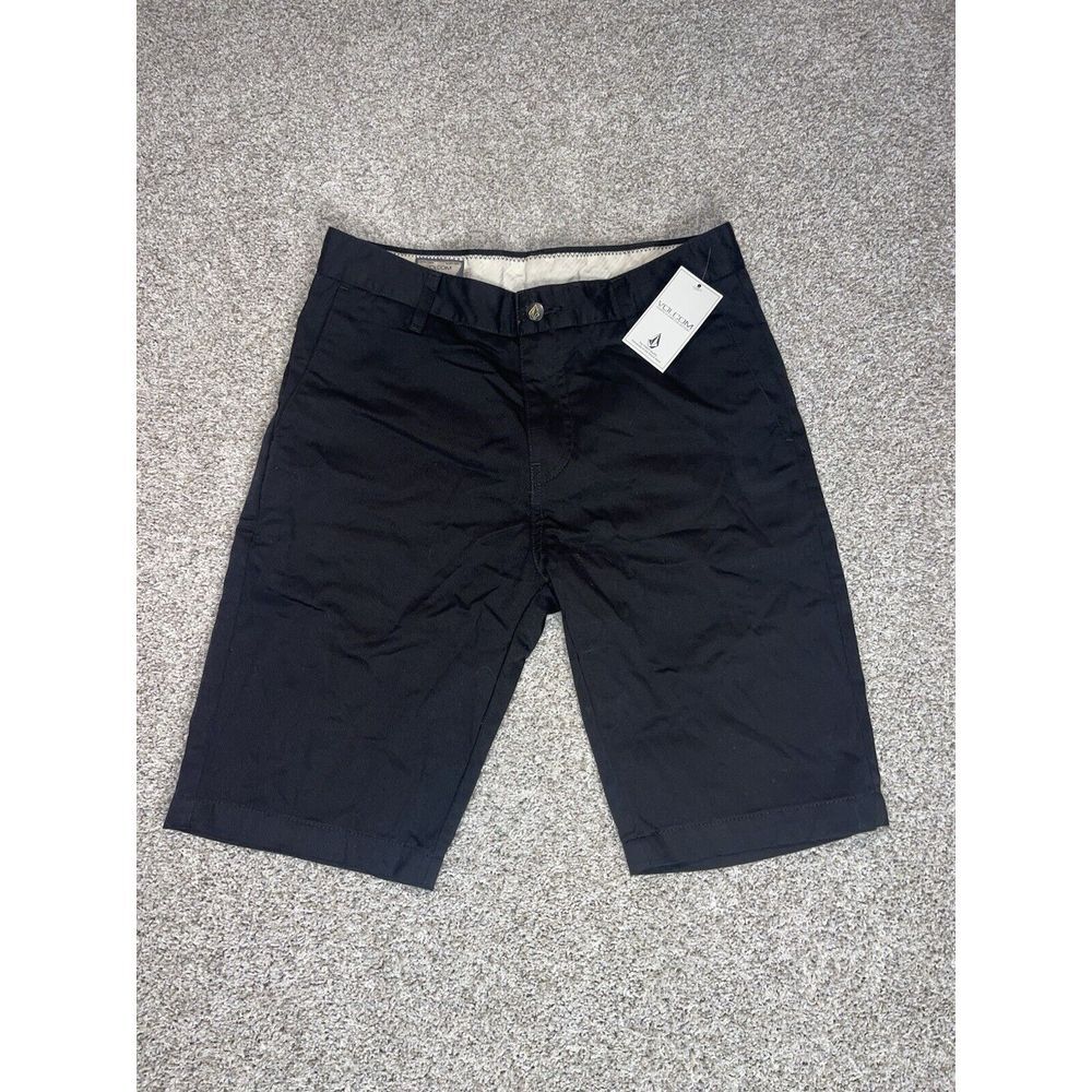 Volcom Men's Vmonty Black Flat front Khaki Corpo Class Shorts Sz 28